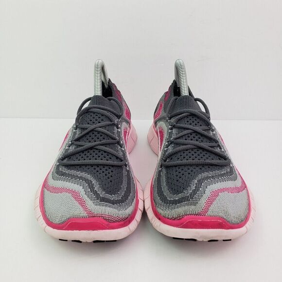 Nike Free Flyknit 5 Womens Size 6 Grey Pink Foil Running Shoes 615806 016 - Picture 8 of 13
